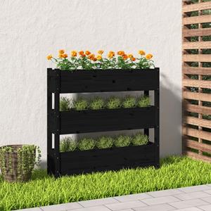 VidaXL Plantenbak 112x25x104,5 cm massief grenenhout zwart