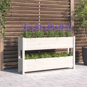VidaXL Plantenbak 112x25x66 cm massief grenenhout wit