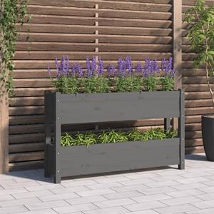 VidaXL Plantenbak 112x25x66 cm massief grenenhout grijs