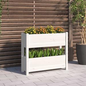 VidaXL Plantenbak 77x25x66 cm massief grenenhout wit