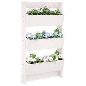 VidaXL Plantenbak wandmontage 3-laags 60x18,5x110 cm grenenhout wit