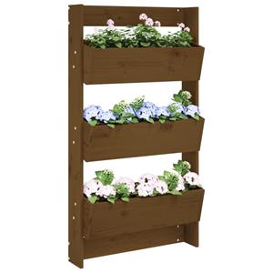 VidaXL Plantenbak wand 3-laags 60x18,5x110 cm grenenhout honingbruin