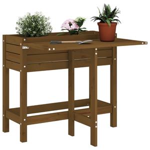 VidaXL Plantenbak met inklapbaar tafelblad grenenhout honingbruin