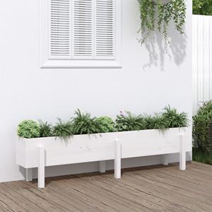 VidaXL Plantenbak verhoogd 160x30x38 cm massief grenenhout wit