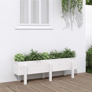 VidaXL Plantenbak verhoogd 121x30x38 cm massief grenenhout wit