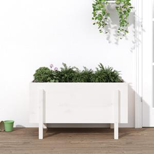 VidaXL Plantenbak verhoogd 101x50x57 cm massief grenenhout wit