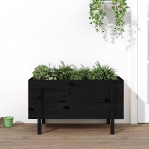 VidaXL Plantenbak verhoogd 101x50x57 cm massief grenenhout zwart