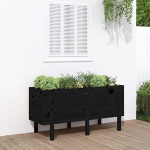 VidaXL Plantenbak verhoogd 121x50x57 cm massief grenenhout zwart