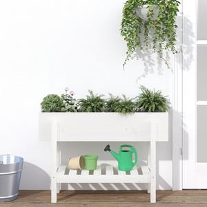 VidaXL Plantenbak verhoogd 101x30x69 cm massief grenenhout wit