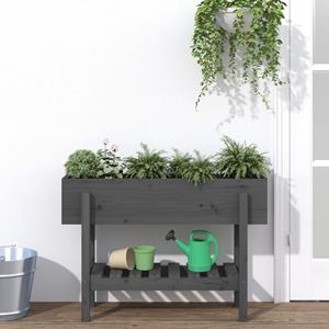 VidaXL Plantenbak verhoogd 101x30x69 cm massief grenenhout grijs