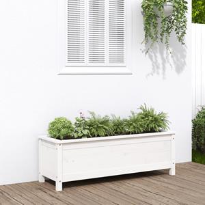 VidaXL Plantenbak verhoogd 119,5x40x39 cm massief grenenhout wit