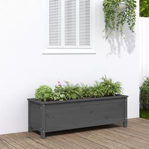 VidaXL Plantenbak verhoogd 119,5x40x39 cm massief grenenhout grijs