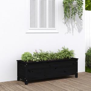 VidaXL Plantenbak verhoogd 119,5x40x39 cm massief grenenhout zwart