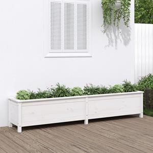 VidaXL Plantenbak verhoogd 199,5x40x39 cm massief grenenhout wit