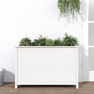 VidaXL Plantenbak verhoogd 119,5x40x78 cm massief grenenhout wit