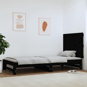 VidaXL Wandhoofdbord 82,5x3x60 cm massief grenenhout zwart