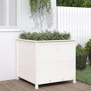 VidaXL Plantenbak 82,5x82,5x78 cm massief grenenhout wit