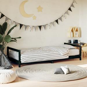 VidaXL Kinderbedframe 80x200 cm massief grenenhout zwart