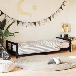 VidaXL Kinderbedframe 80x200 cm massief grenenhout zwart
