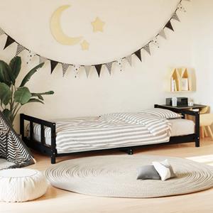 VidaXL Kinderbedframe 90x200 cm massief grenenhout zwart