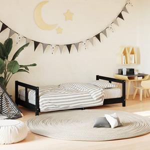 VidaXL Kinderbedframe 80x160 cm massief grenenhout zwart