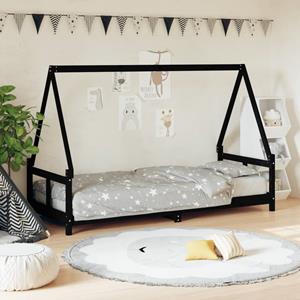 VidaXL Kinderbedframe 80x200 cm massief grenenhout zwart