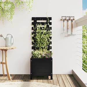 VidaXL Plantenbak met rek 39x39,5x114 cm massief grenenhout zwart