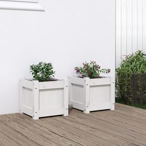 VidaXL Plantenbakken 2 st cm massief grenenhout wit