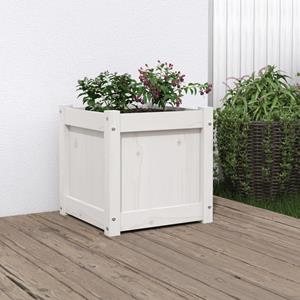 VidaXL Plantenbak 40x40x40 cm massief grenenhout wit