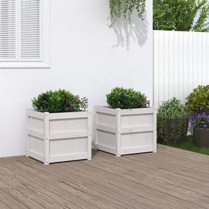 VidaXL Plantenbakken 2 st cm massief grenenhout wit