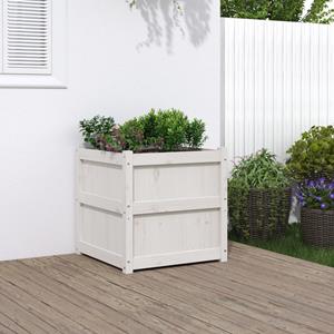 VidaXL Plantenbak 60x60x60 cm massief grenenhout wit