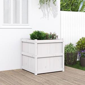 VidaXL Plantenbak 70x70x70 cm massief grenenhout wit