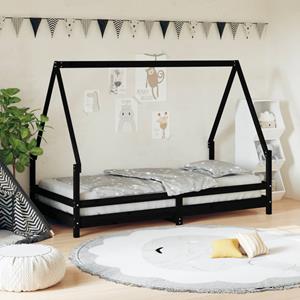 VidaXL Kinderbedframe 90x190 cm massief grenenhout zwart
