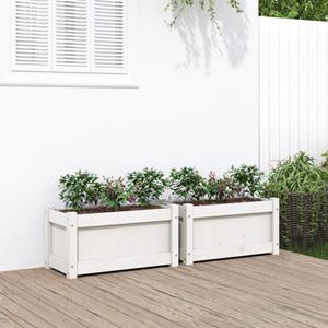 VidaXL Plantenbakken 2 st cm massief grenenhout wit