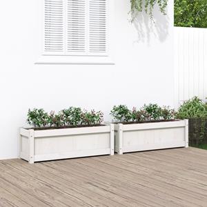 VidaXL Plantenbakken 2 st cm massief grenenhout wit