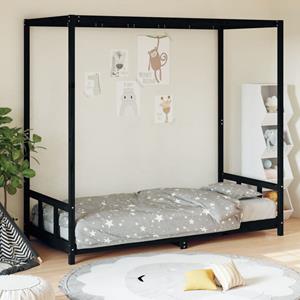 VidaXL Kinderbedframe 90x190 cm massief grenenhout zwart