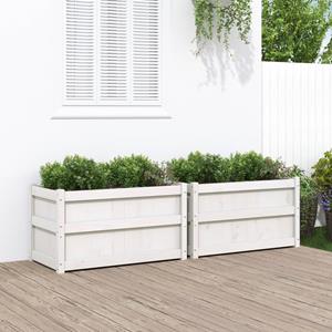 VidaXL Plantenbakken 2 st cm massief grenenhout wit