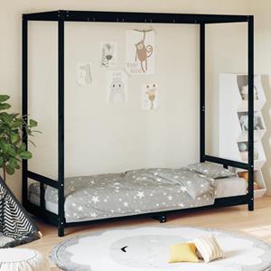 VidaXL Kinderbedframe 80x200 cm massief grenenhout zwart