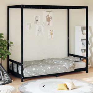 VidaXL Kinderbedframe 90x200 cm massief grenenhout zwart