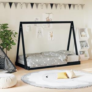 VidaXL Kinderbedframe 80x160 cm massief grenenhout zwart