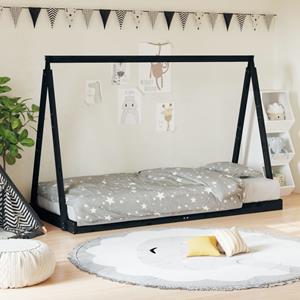 VidaXL Kinderbedframe 90x190 cm massief grenenhout zwart