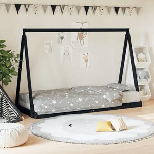 VidaXL Kinderbedframe 80x200 cm massief grenenhout zwart