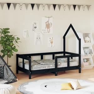 VidaXL Kinderbedframe 70x140 cm massief grenenhout zwart