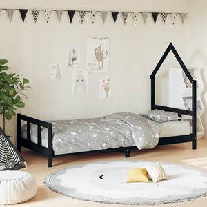VidaXL Kinderbedframe 90x190 cm massief grenenhout zwart