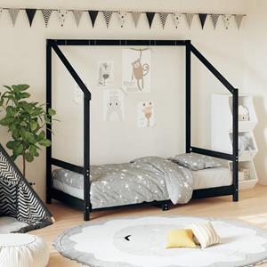 VidaXL Kinderbedframe 80x160 cm massief grenenhout zwart