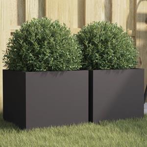 VidaXL Plantenbakken 2 st 32x30x29 cm koudgewalst staal zwart