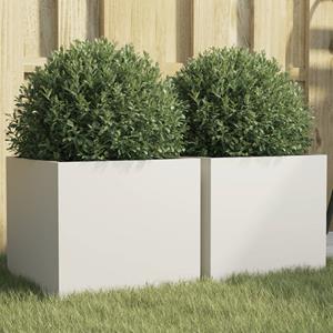 VidaXL Plantenbakken 2 st 32x30x29 cm koudgewalst staal wit