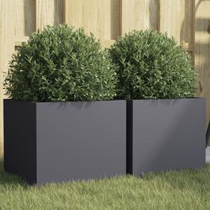 VidaXL Plantenbakken 2 st 32x30x29 cm koudgewalst staal antracietkleur