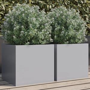 VidaXL Plantenbakken 2 st 32x30x29 cm gegalvaniseerd staal zilverkleur