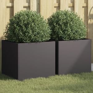 VidaXL Plantenbakken 2 st 42x40x39 cm koudgewalst staal zwart